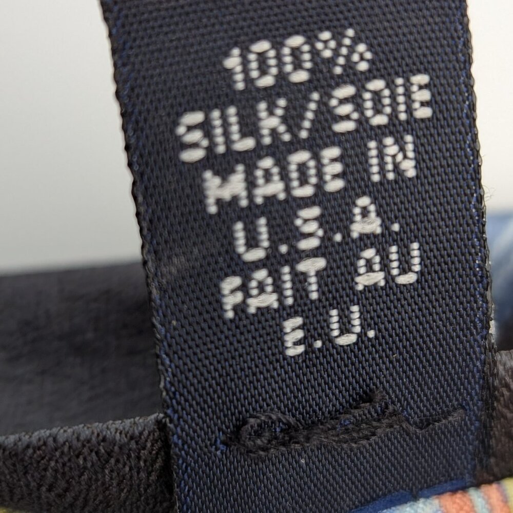 Ted Baker London 100% Silk Black / Blue Striped Tie USA made - Picture 5 of 7
